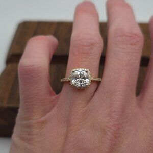 Size 7 Gold Plated Over 925 Sterling Brilliant Clear Cubic Zirconia Gem Ring